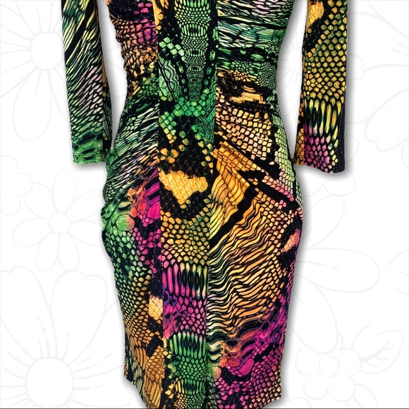 Boston Proper Reptile Print Bodycon Dress - Sz 2 - Picture 7 of 16